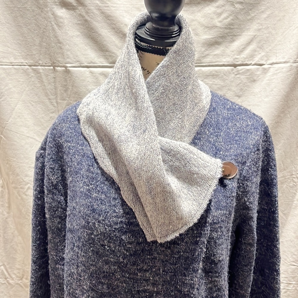 Kenar wool wrap long jacket. Blue grey, size large. - Picture 2 of 10